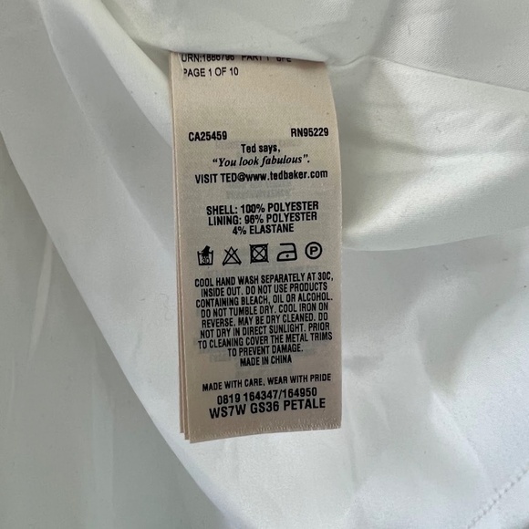 Ted Baker White Floral Petale Passion Flower Full Midi Skirt Size 1 - Picture 13 of 15